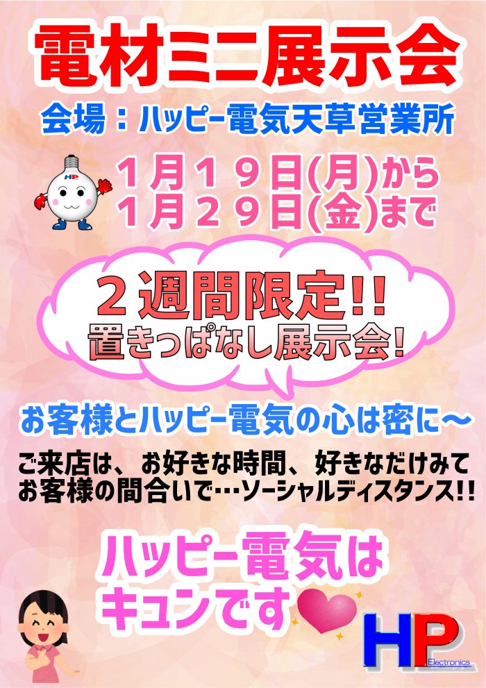 出張 電材ミニ展示会 第 弾 天草店でスタートです オススメの記事 株式会社ハッピー電気商会